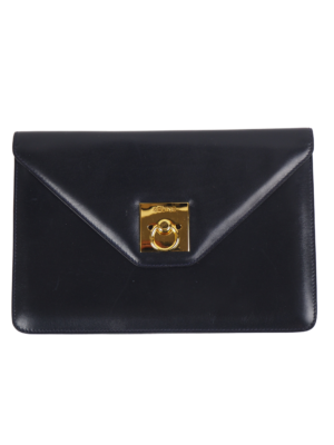 Céline Navy Leather Envelope Clutch Bag