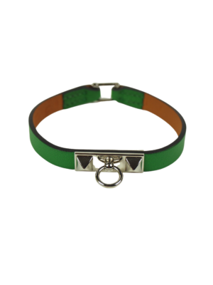Hermès Green Leather Rivale Mini Bracelet Size Small
