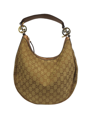 Gucci Gold Monogram Canvas Hobo Shoulder Bag