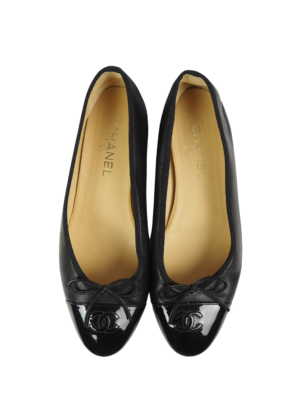 Chanel Black Leather Ballet Flats Size EU 41