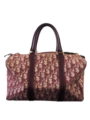 Dior Burgundy Oblique Canvas Boston Bag