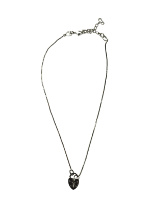 Dior Silver-Toned Heart Lock Pendant Necklace