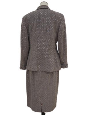 Rena Lange Taupe Wool Sequins Skirt Suit Size 42EU