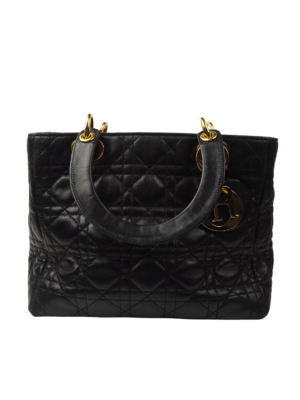Christian Dior Black Leather Lady Dior Bag Size Medium