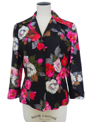 Dolce & Gabbana Black Silk Floral Blazer Size 44IT