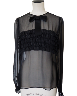 Dolce & Gabbana Black Silk Transparant Blouse Size M