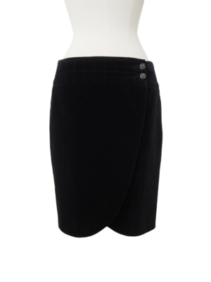 Chanel 06A Black Velvet Skirt Size FR40