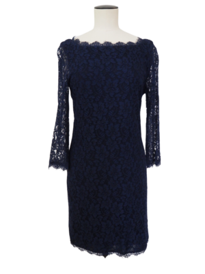 Diane Von Furstenberg Blue Lace Dress Size 10