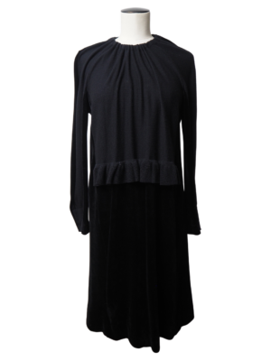 Sonia Rykiel Black Wool & Velvet Dress Size L