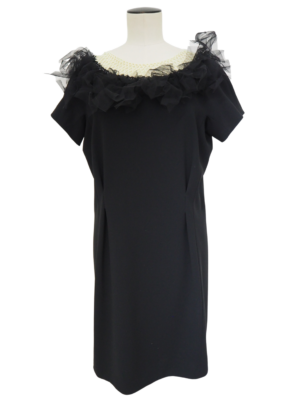 Moschino Pearl Neck Black Rayon Dress Size IT 46