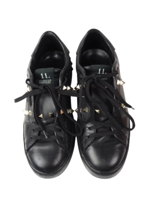 Valentino Garavani Black Leather Rockstud Untitled Sneaker Size EU 37