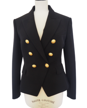 Balmain Classic 6-Button Black Wool Jacket and skirt set