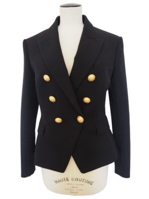Balmain Classic 6-Button Black Wool Jacket Size FR40