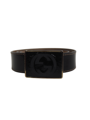 Gucci Black Patent Leather Belt Size 95