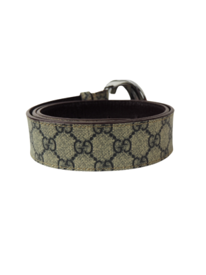 Gucci Beige Monogram Leather GG Belt Size 110