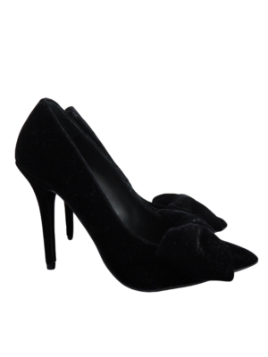 Morobé Black Velvet Bow Heels Size 38