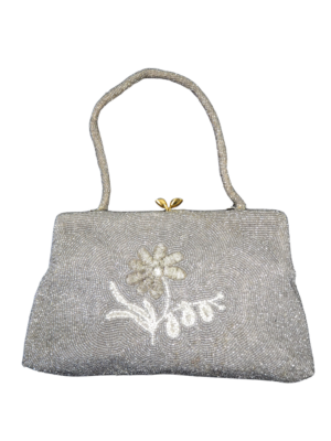 Vintage Grey Beaded Handbag