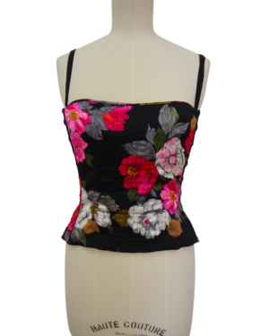 Dolce & Gabbana Black Silk Floral Corset Size 42IT