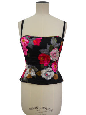 Dolce & Gabbana Black Silk Floral Corset Size 42IT