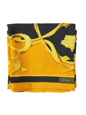Hermès Black/Gold Silk Scarf