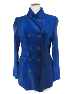 Hugo Boss Blue Calfskin Jacket Size