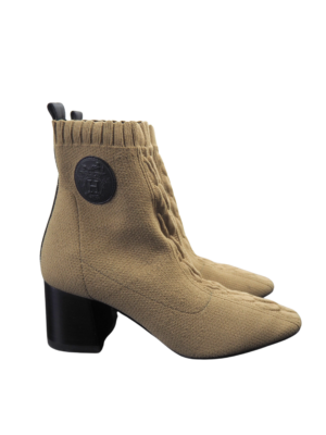 Hermès Taupe Knit Volver 60 Ankle Boots Size EU 38