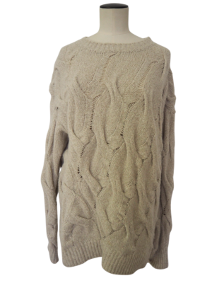 Joseph Beige Wool Twisted Cable Sweater Size Medium