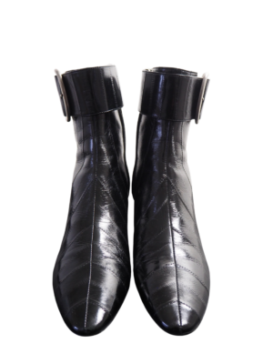 Saint Laurent Black Leather Joplin 50 Buckle Boots Size EU 39