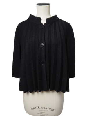 Armani Black Wool Pleated Cardigan Size Small
