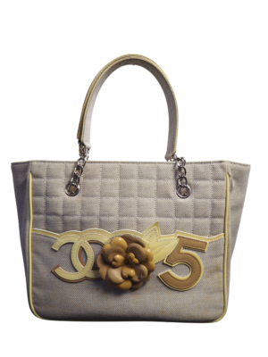 Chanel Beige Canvas Camellia N°5 Tote Bag
