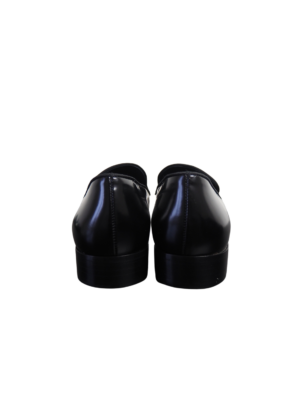 Prada Black/Silver Leather Loafers Size EU 40