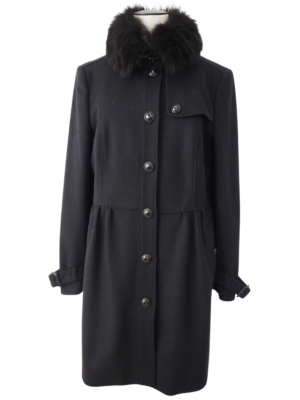 Burberry Black Wool Coat Size EU 42