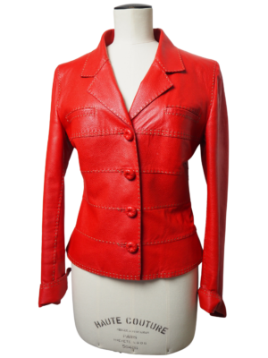 Fendi Red Leather Jacket Size IT 42