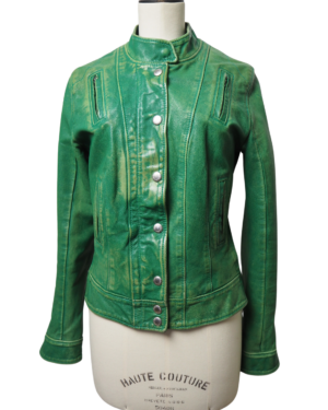 Dolce & Gabbana Green Leather Jacket Size IT 40