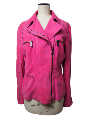 Versace Pink Leather Jacket Size Large