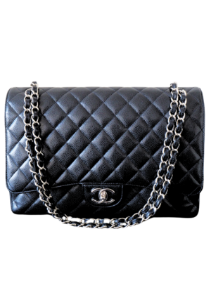 Chanel Black Leather Classic Double Flap Bag Maxi