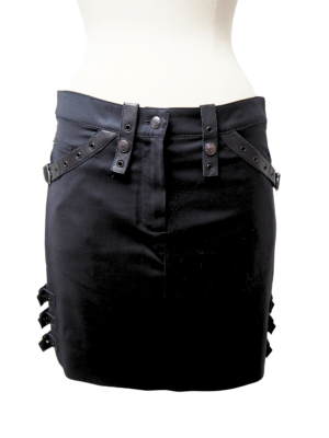 Dior Black Wool Bondage Skirt Size FR 36