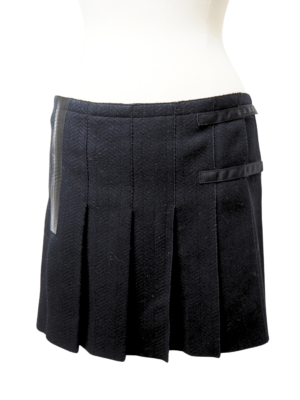 Prada Black Wool Pleated Wrap Skirt Size IT 40
