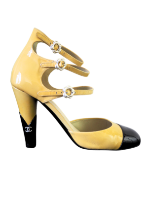 Chanel Yellow Patent Leather Camélia Pumps Size EU 37