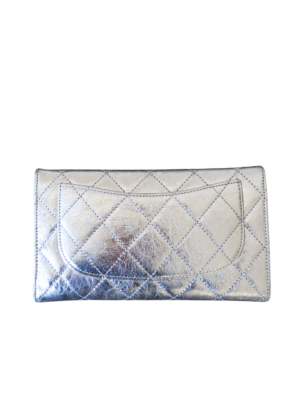 Chanel Silver Quilted Leather 2.55 Reissue Wallet