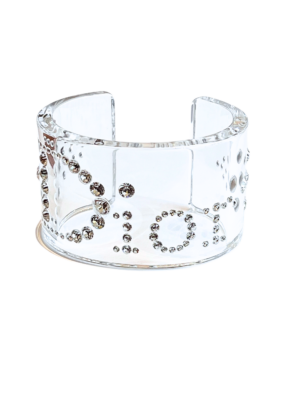 Dior Translucent Resin Crystal Logo Cuff Bracelet