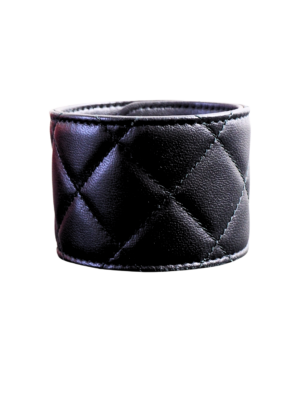 Chanel Black Leather CC Turnlock Bracelet Size Medium