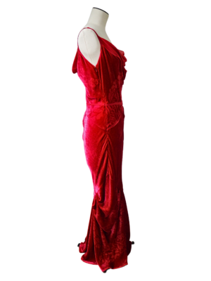 Christian Dior Red Velvet Bias Cut Evening Dress