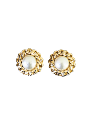 Chanel Gold-Toned Vintage Pearl Earring