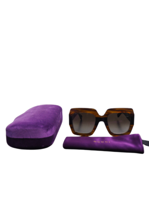 Gucci Havana Brown Acetate Oversized Square Sunglasses