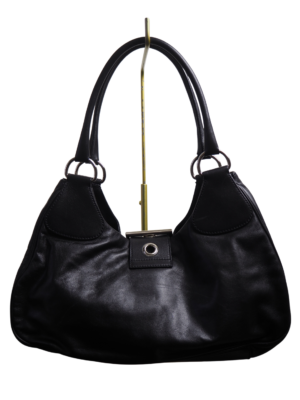 Prada Black Leather Half Moon Shoulder Bag
