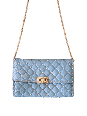 Valentino Rockstud Spike Small Blue Leather Shoulder Bag