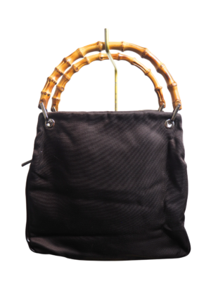 Gucci Brown Nylon Bamboo Handle Bag