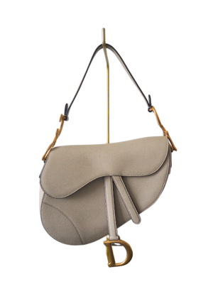 Dior Taupe Leather Saddle Bag