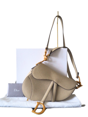 Dior Taupe Leather Saddle Bag
